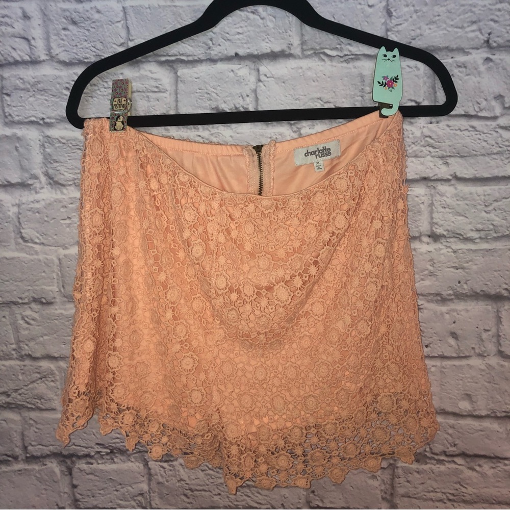 Coral Pink Lace Shorts